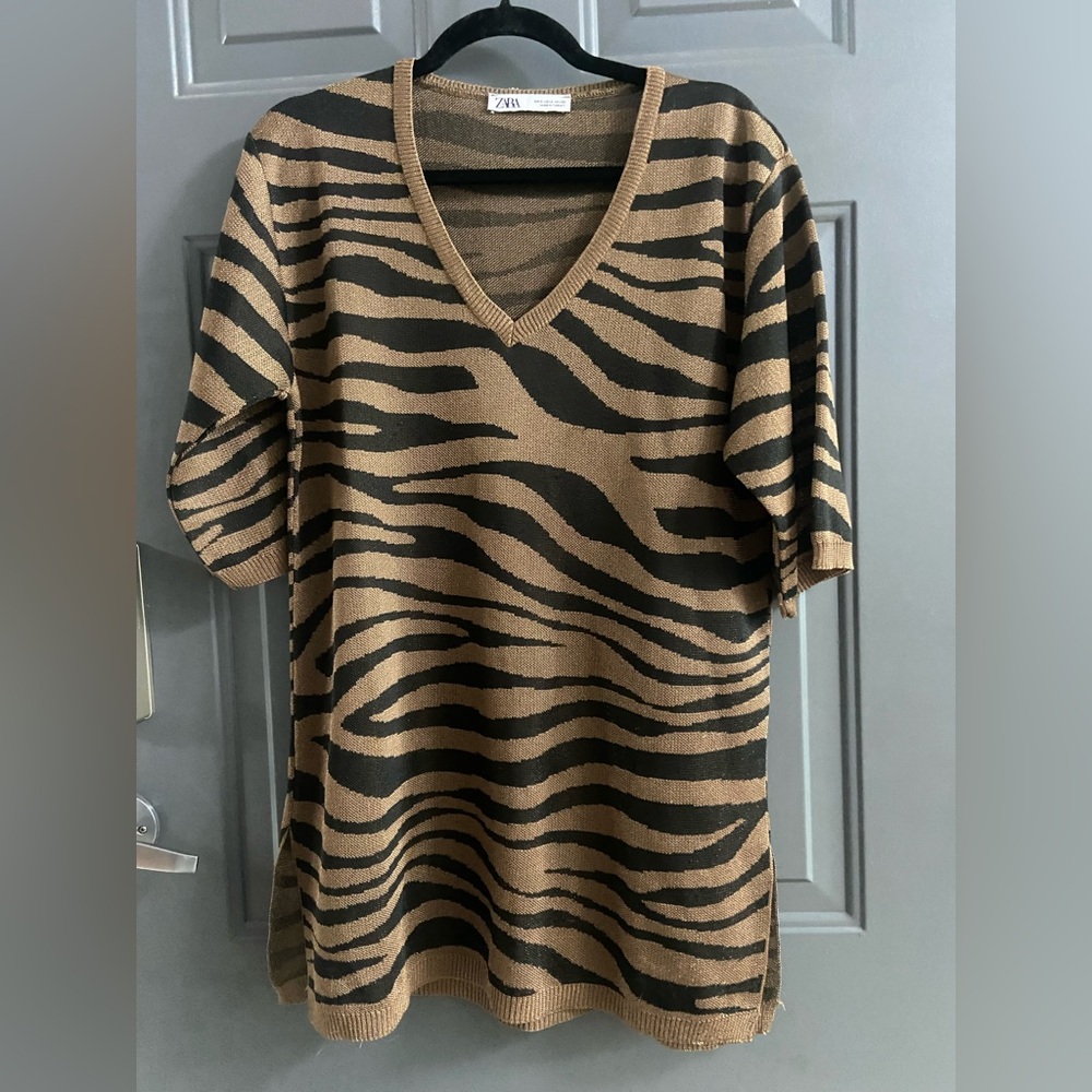 Zara Brown and Black Zebra Print Tunic
